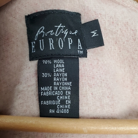 Boutique Europa Wool Blend Pink Warm Winter Hooded Jacket Coat Size Medium - Picture 4 of 9